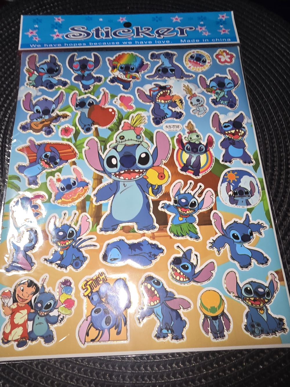 1 Blue Cartoon Stitch Sticker Sheet for Kids Toys